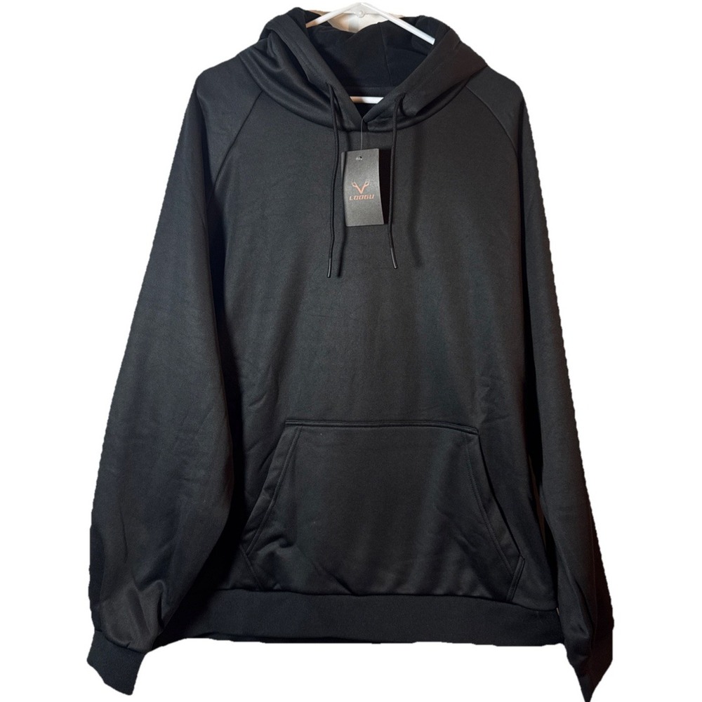 LOOGU Mens Hoodie 3XL‎ Black Pullover Sweatshirt Fleece Lined Casual Oversized